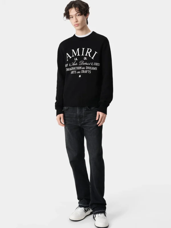 AMIRI Knitwear> ARTS DISTRICT CREW BLACK