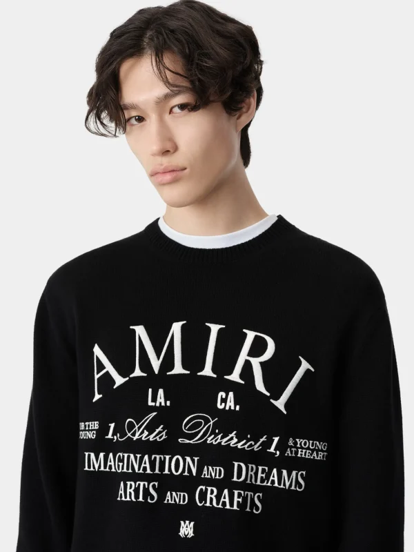 AMIRI Knitwear> ARTS DISTRICT CREW BLACK