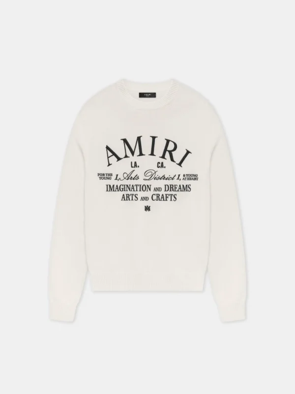 AMIRI Knitwear> ARTS DISTRICT CREWNECK Alabaster