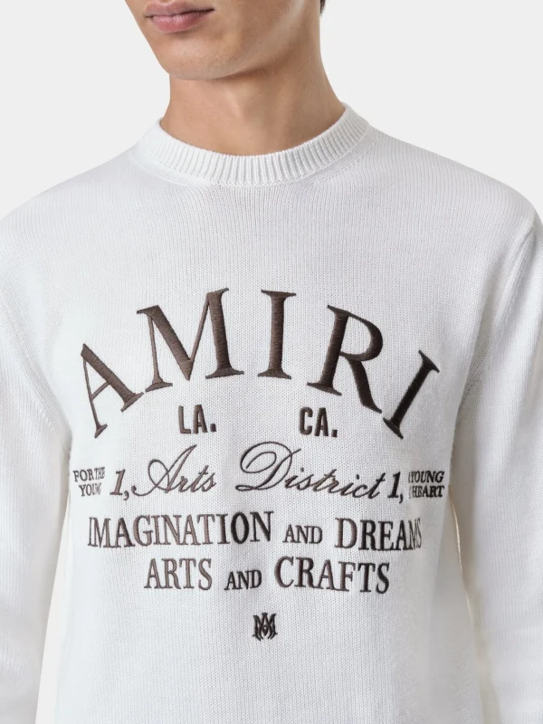 AMIRI Knitwear> ARTS DISTRICT CREWNECK Alabaster