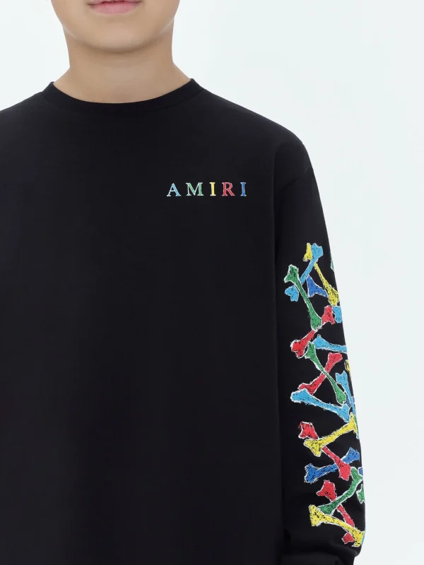 AMIRI Tees> BONES SCRIBBLE LONG SLEEVE TEE BLACK