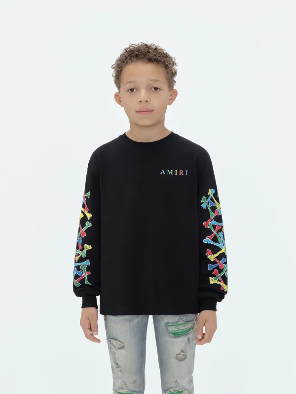 AMIRI Tees> BONES SCRIBBLE LONG SLEEVE TEE BLACK