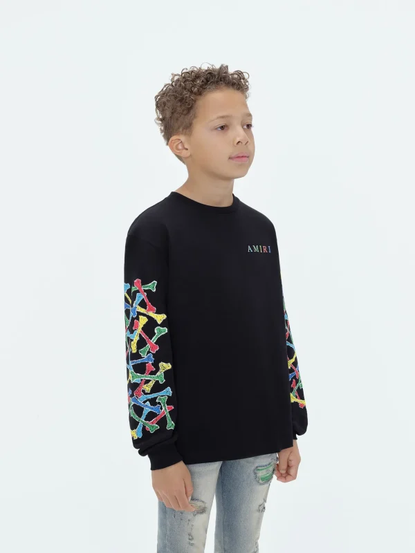 AMIRI Tees> BONES SCRIBBLE LONG SLEEVE TEE BLACK