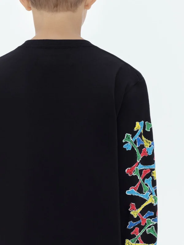 AMIRI Tees> BONES SCRIBBLE LONG SLEEVE TEE BLACK
