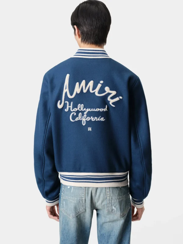 AMIRI Outerwear> HOLLYWOOD BOMBER JACKET DUSTY BLUE
