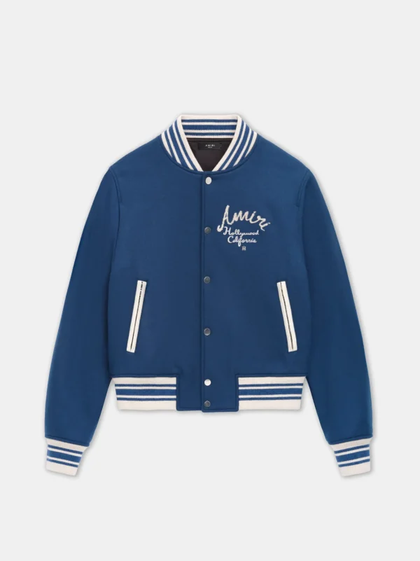 AMIRI Outerwear> HOLLYWOOD BOMBER JACKET DUSTY BLUE