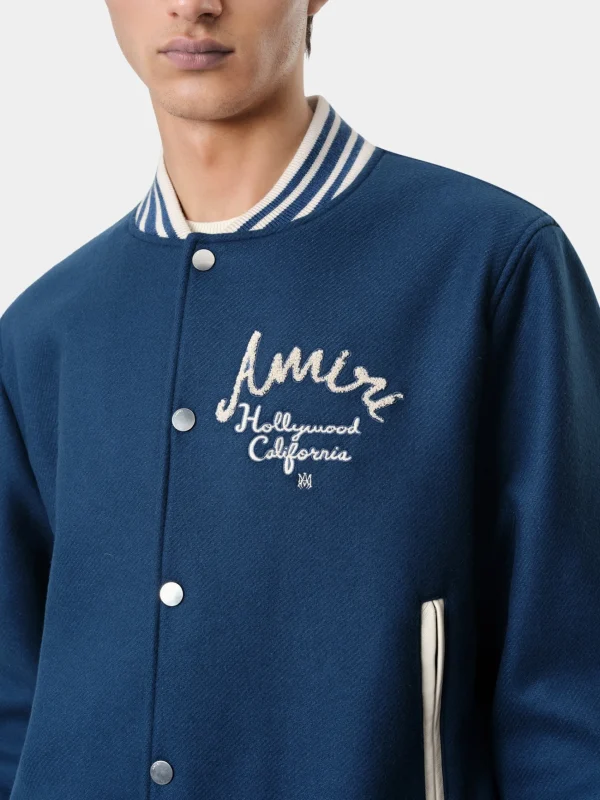 AMIRI Outerwear> HOLLYWOOD BOMBER JACKET DUSTY BLUE