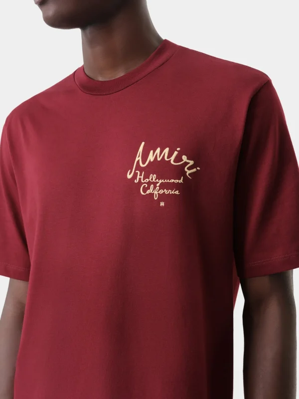 AMIRI Tees> HOLLYWOOD TEE Burgundy