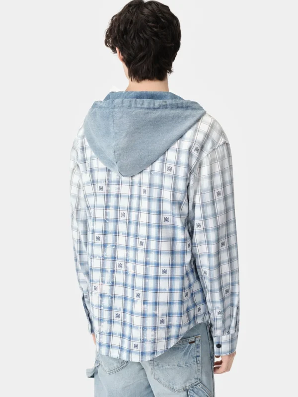 AMIRI Shirts> HOODED OVERSHIRT Cerulean