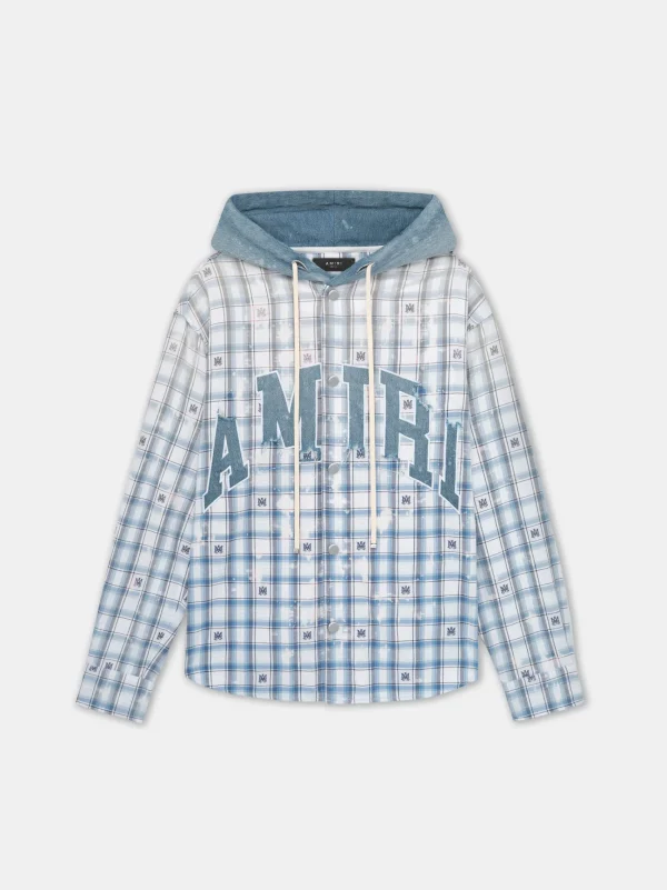 AMIRI Shirts> HOODED OVERSHIRT Cerulean