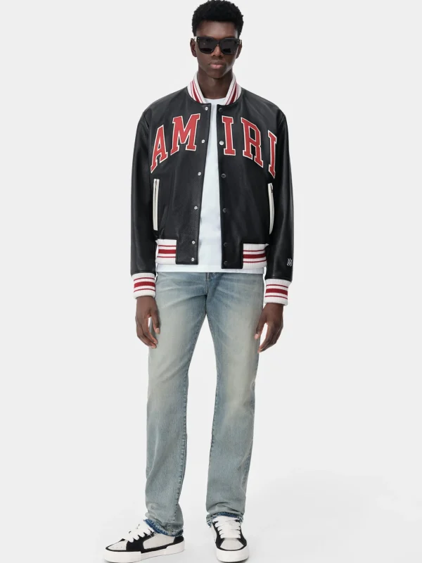 AMIRI Outerwear> LEATHER BOMBER BLACK