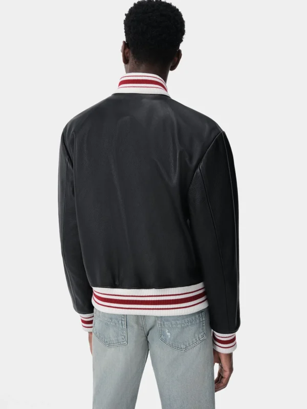 AMIRI Outerwear> LEATHER BOMBER BLACK