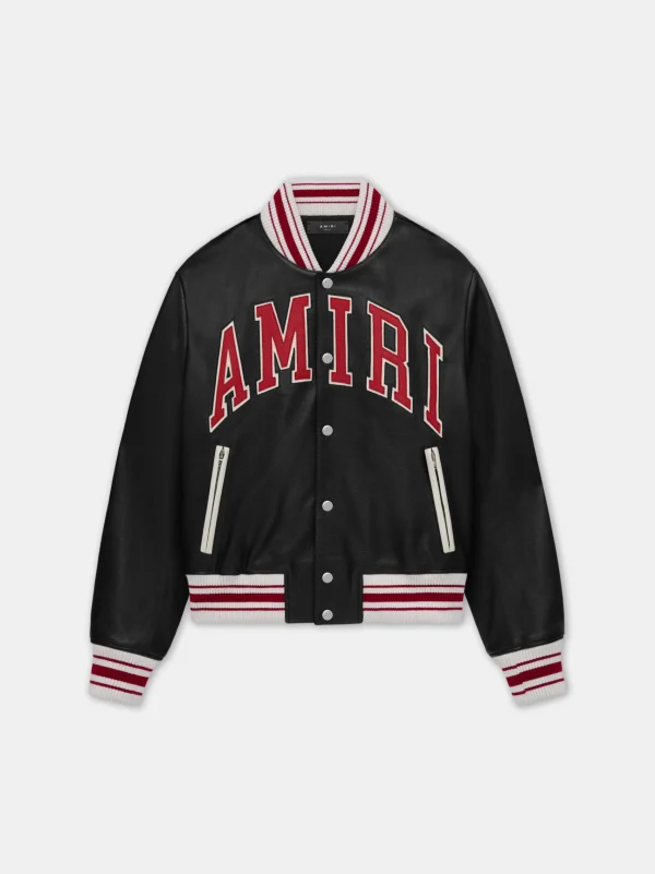 AMIRI Outerwear> LEATHER BOMBER BLACK