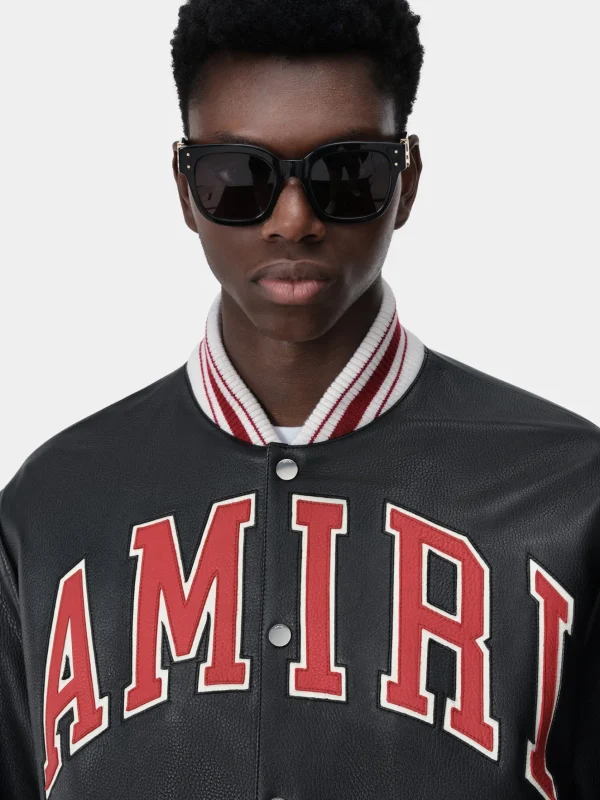 AMIRI Outerwear> LEATHER BOMBER BLACK