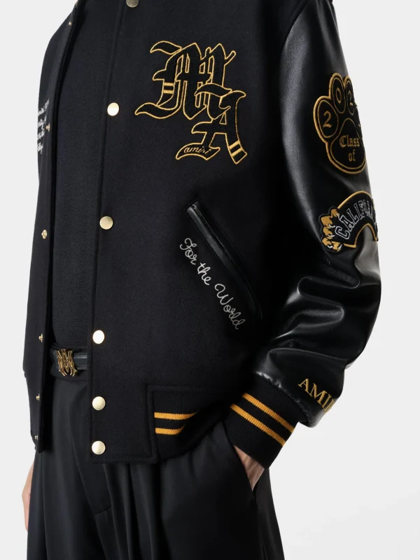 AMIRI Outerwear> LION VARSITY JACKET BLACK