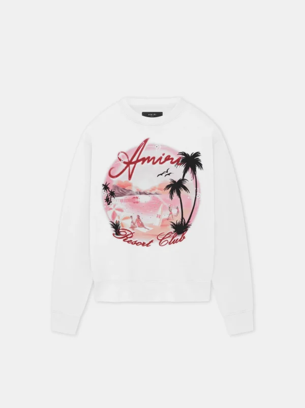 AMIRI Sweatshirts> PARADISE AIRBRUSH CREW White