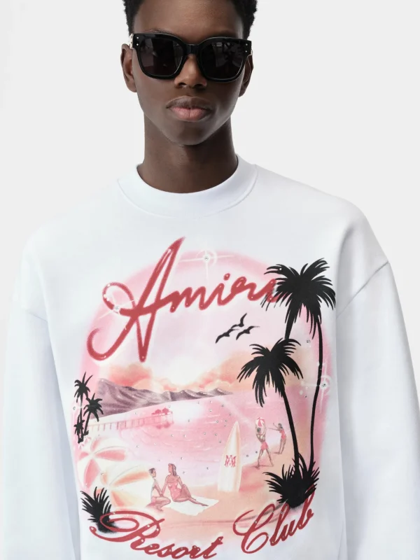AMIRI Sweatshirts> PARADISE AIRBRUSH CREW White