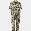 AMIRI Denim> REPEAT PALM CAMP SHIRT Mojave Desert