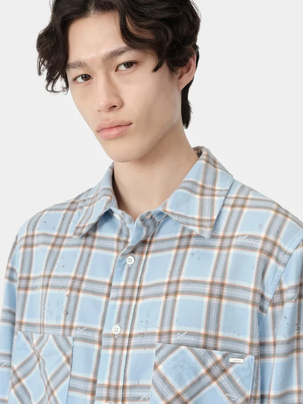 AMIRI Shirts> SHOTGUN FLANNEL Sea Blue