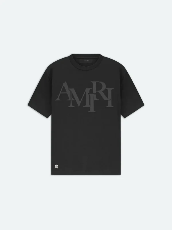AMIRI Tees> STAGGERED LOGO TEE BLACK