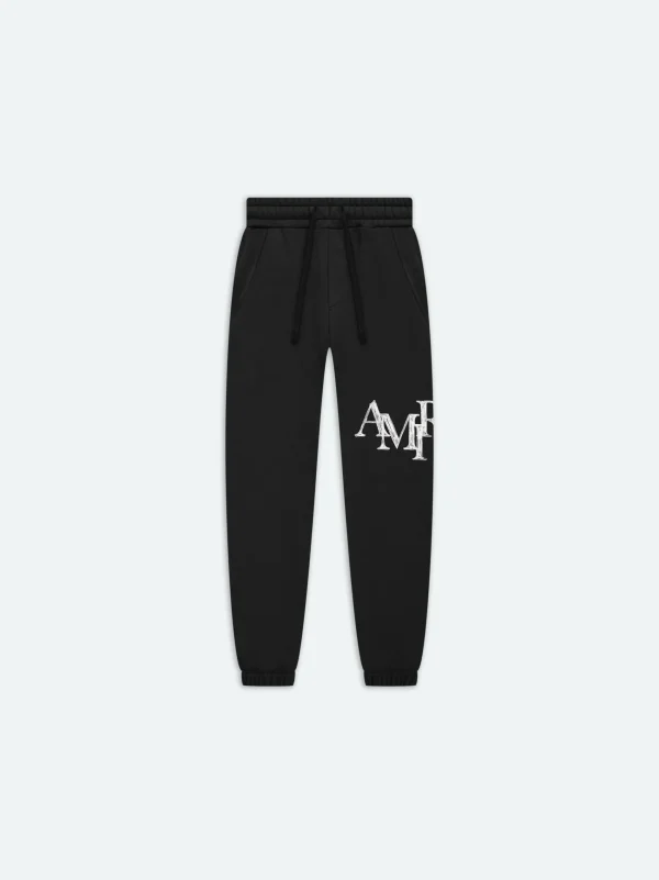 AMIRI Shorts & Sweatpants> STAGGERED SCRIBBLE SWEATPANT BLACK