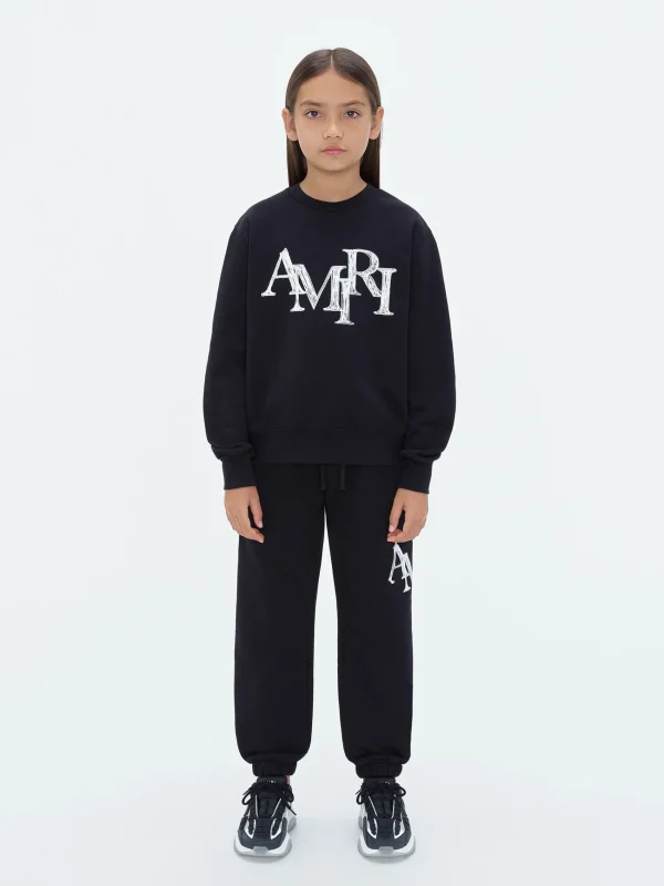 AMIRI Shorts & Sweatpants> STAGGERED SCRIBBLE SWEATPANT BLACK