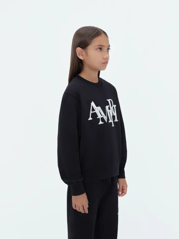 AMIRI Sweatshirts> STAGGERED SCRIBBLE CREWNECK BLACK