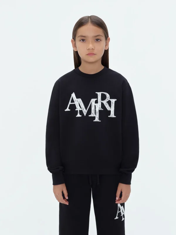 AMIRI Sweatshirts> STAGGERED SCRIBBLE CREWNECK BLACK