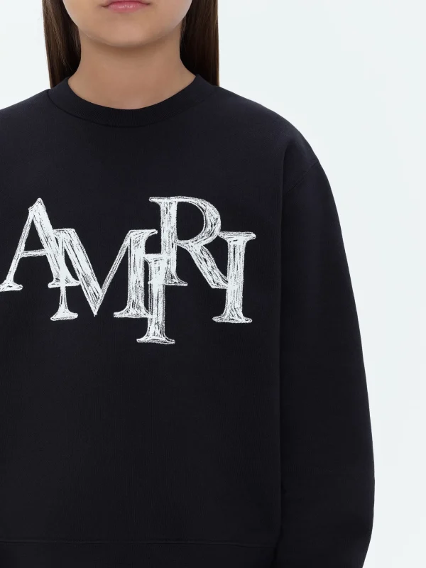 AMIRI Sweatshirts> STAGGERED SCRIBBLE CREWNECK BLACK