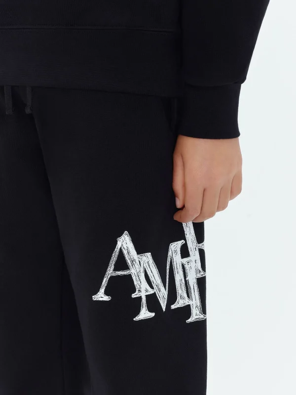 AMIRI Shorts & Sweatpants> STAGGERED SCRIBBLE SWEATPANT BLACK