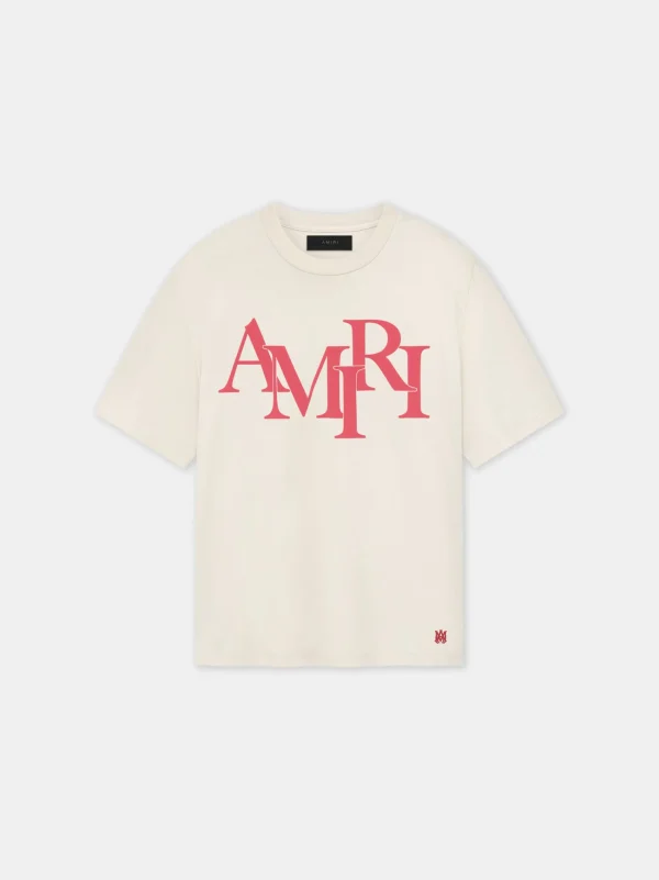 AMIRI Tees> STAGGERED TEE BIRCH