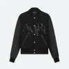 AMIRI Outerwear> STAGGERED VARSITY JACKET BLACK