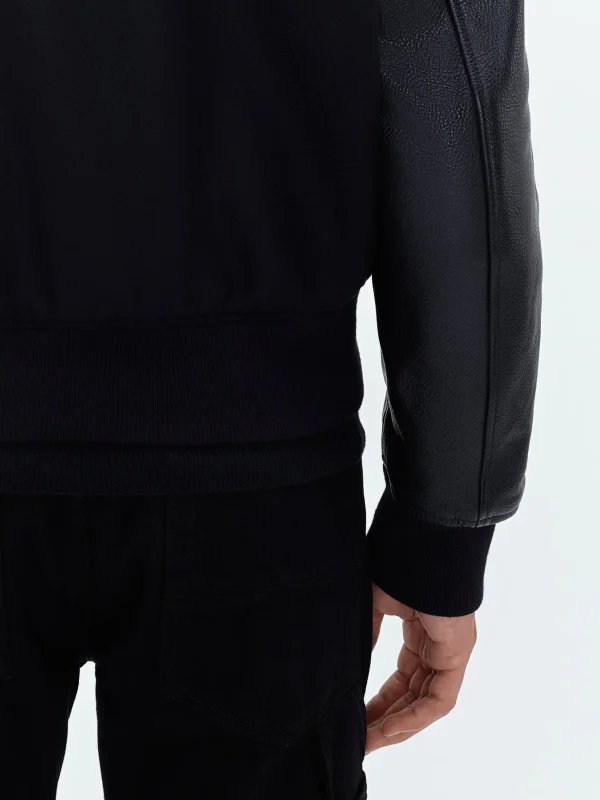 AMIRI Outerwear> STAGGERED VARSITY JACKET BLACK