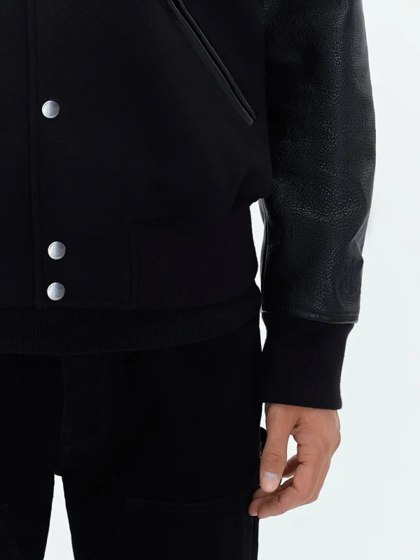 AMIRI Outerwear> STAGGERED VARSITY JACKET BLACK