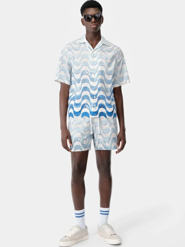 AMIRI Shirts> STAGGERED WAVE SHIRT Cerulean