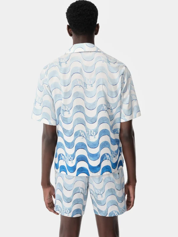 AMIRI Shirts> STAGGERED WAVE SHIRT Cerulean