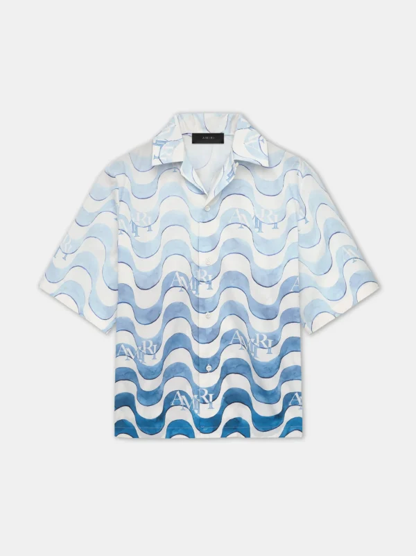 AMIRI Shirts> STAGGERED WAVE SHIRT Cerulean