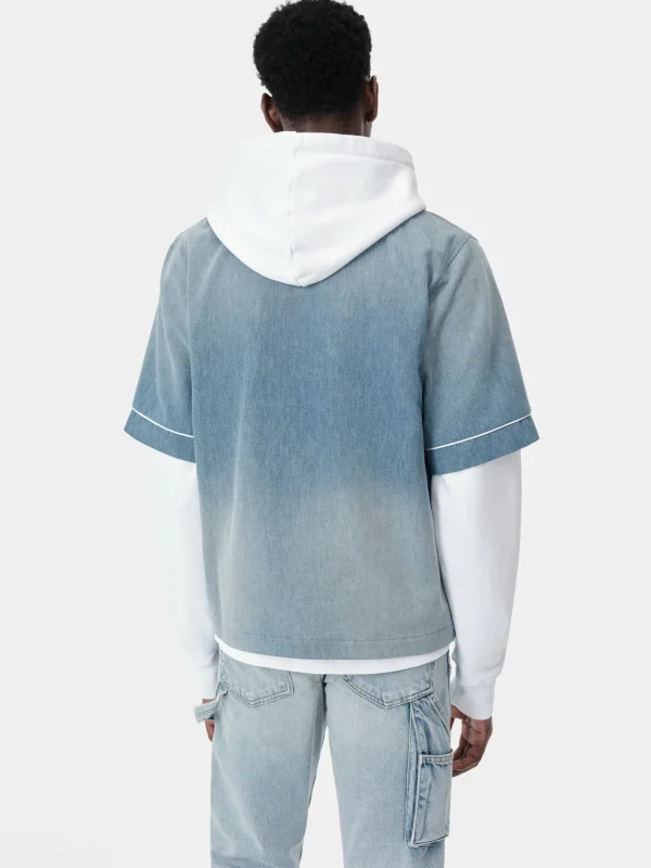 AMIRI Denim> SUNFADED BASEBALL SHIRT PERFECT INDIGO