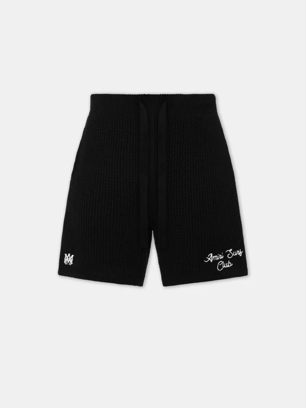 AMIRI Shorts & Sweatpants | Knitwear> SURF CLUB CROTCHET SHORT BLACK