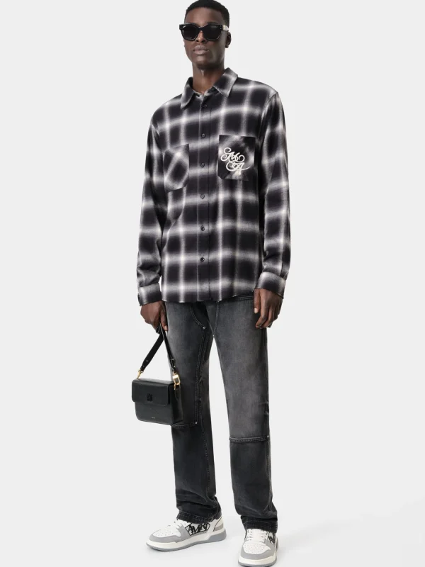 AMIRI Shirts> SWIRL FLANNEL SHIRT BLACK