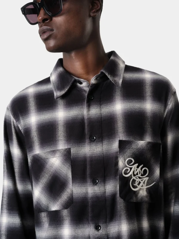 AMIRI Shirts> SWIRL FLANNEL SHIRT BLACK
