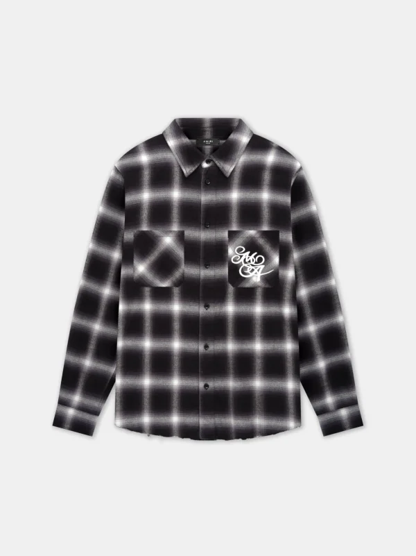 AMIRI Shirts> SWIRL FLANNEL SHIRT BLACK