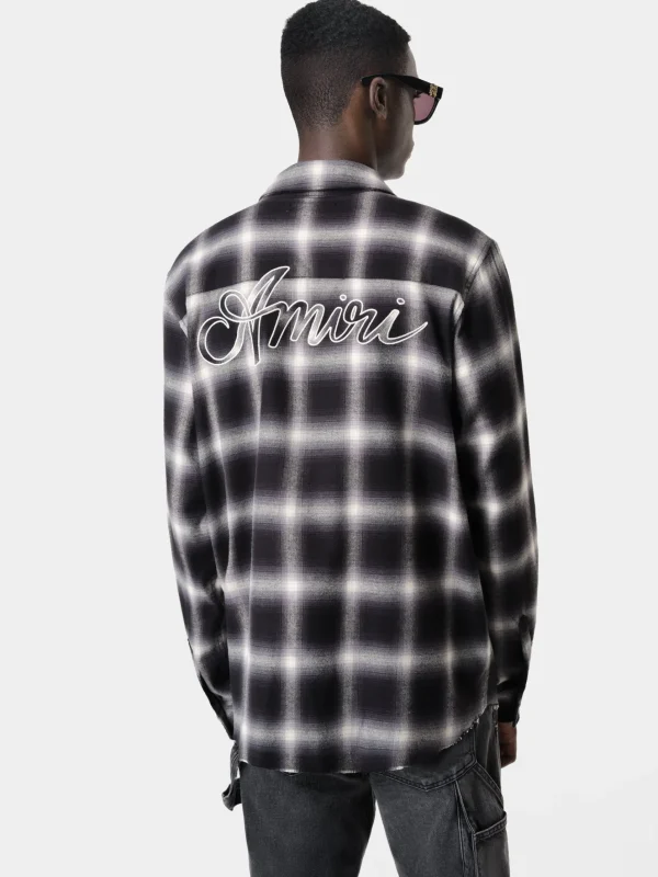 AMIRI Shirts> SWIRL FLANNEL SHIRT BLACK