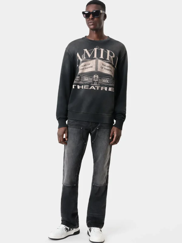 AMIRI Sweatshirts> THEATERS VINTAGE CREW BLACK