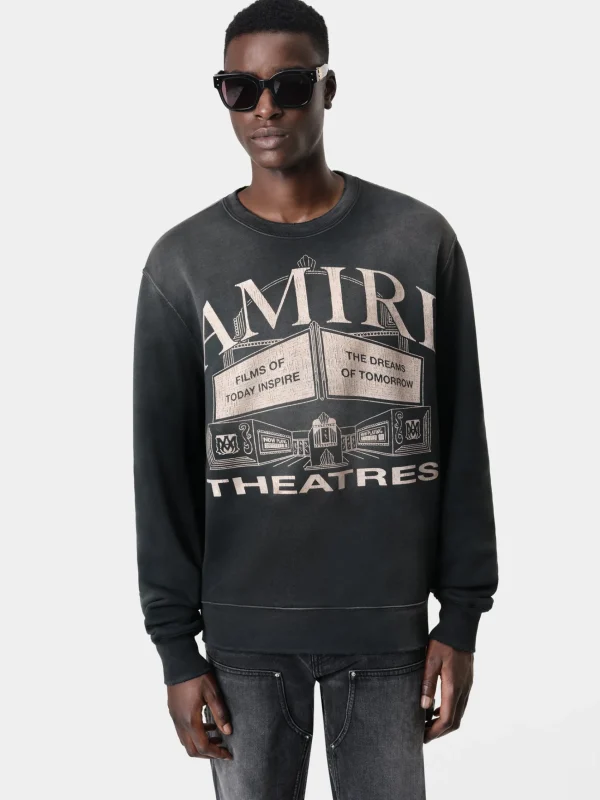 AMIRI Sweatshirts> THEATERS VINTAGE CREW BLACK