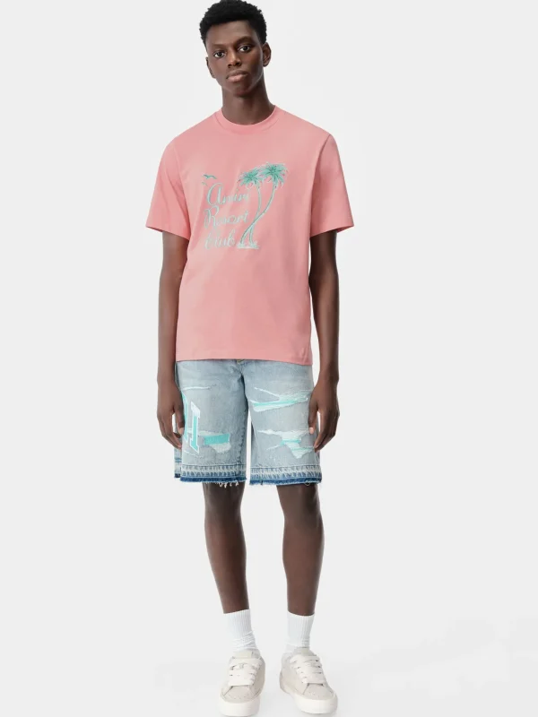 AMIRI Tees> TWISTED PALMS TEE Flamingo Pink