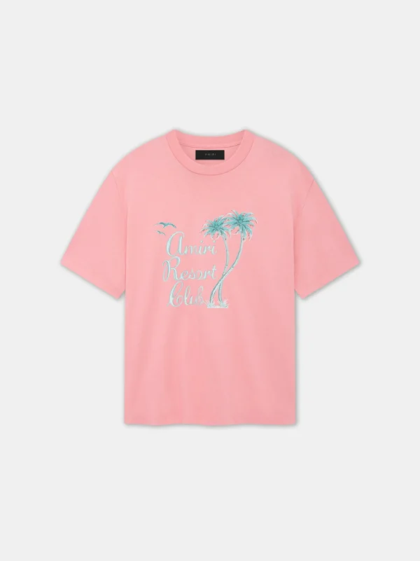 AMIRI Tees> TWISTED PALMS TEE Flamingo Pink