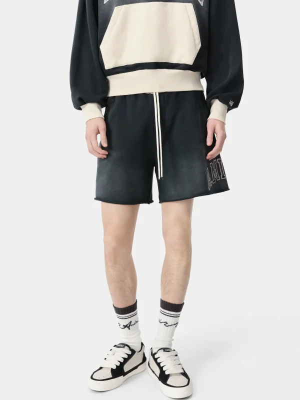 AMIRI Shorts & Sweatpants> VINTAGE COLLEGIATE SHORT BLACK
