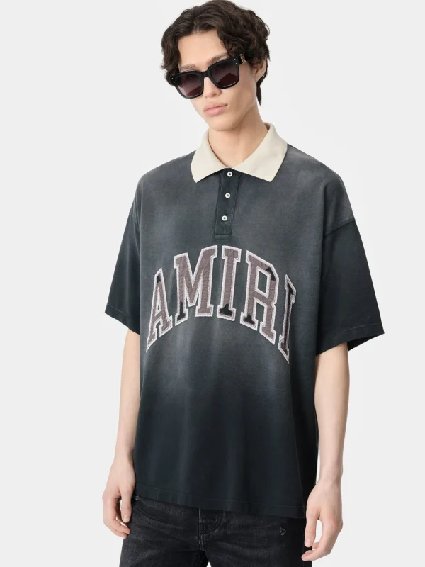 AMIRI Tees> VINTAGE OVERSIZED POLO BLACK