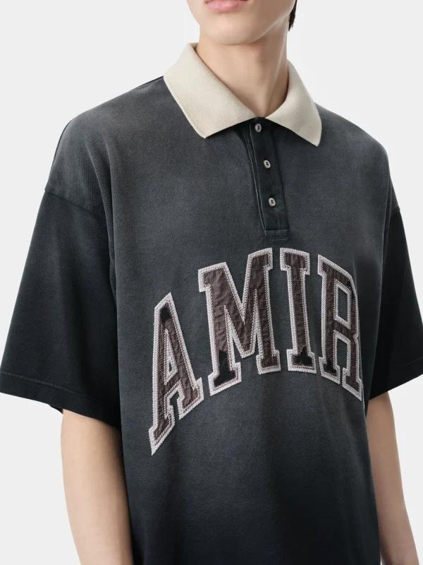 AMIRI Tees> VINTAGE OVERSIZED POLO BLACK